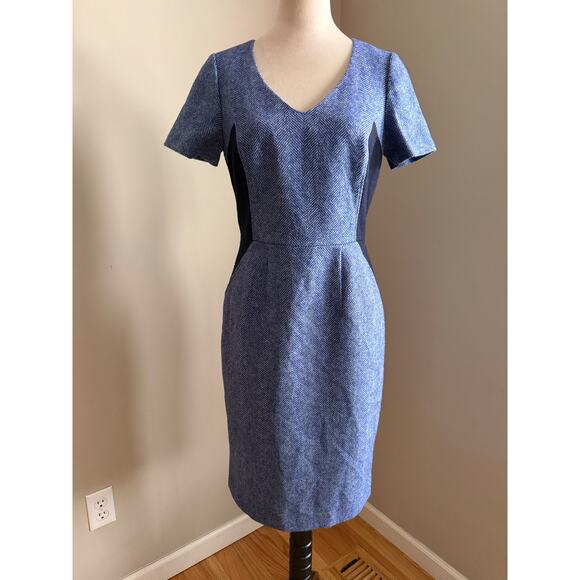 Boden Dresses & Skirts - Boden British Tweed by Moon Blue Herringbone Sheath Dress US 6R